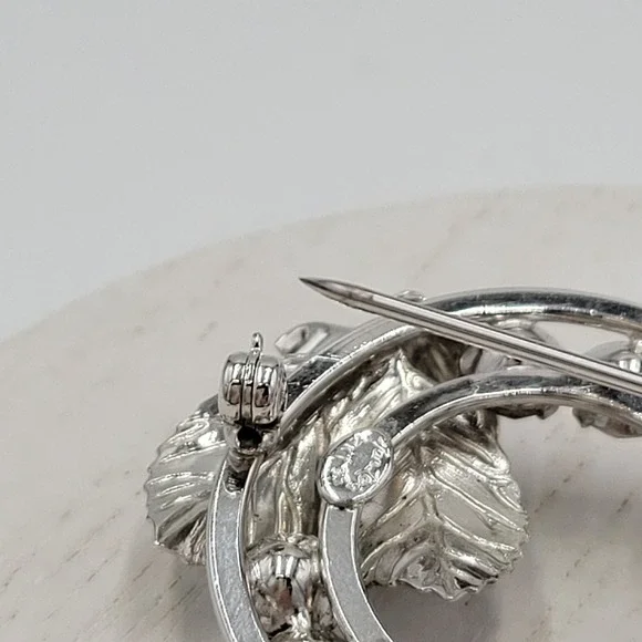 Sterling Silver Multi Color Rhinestone Wreath Brooch Pin Set Mother's Day Gift - Picture 9 of 12